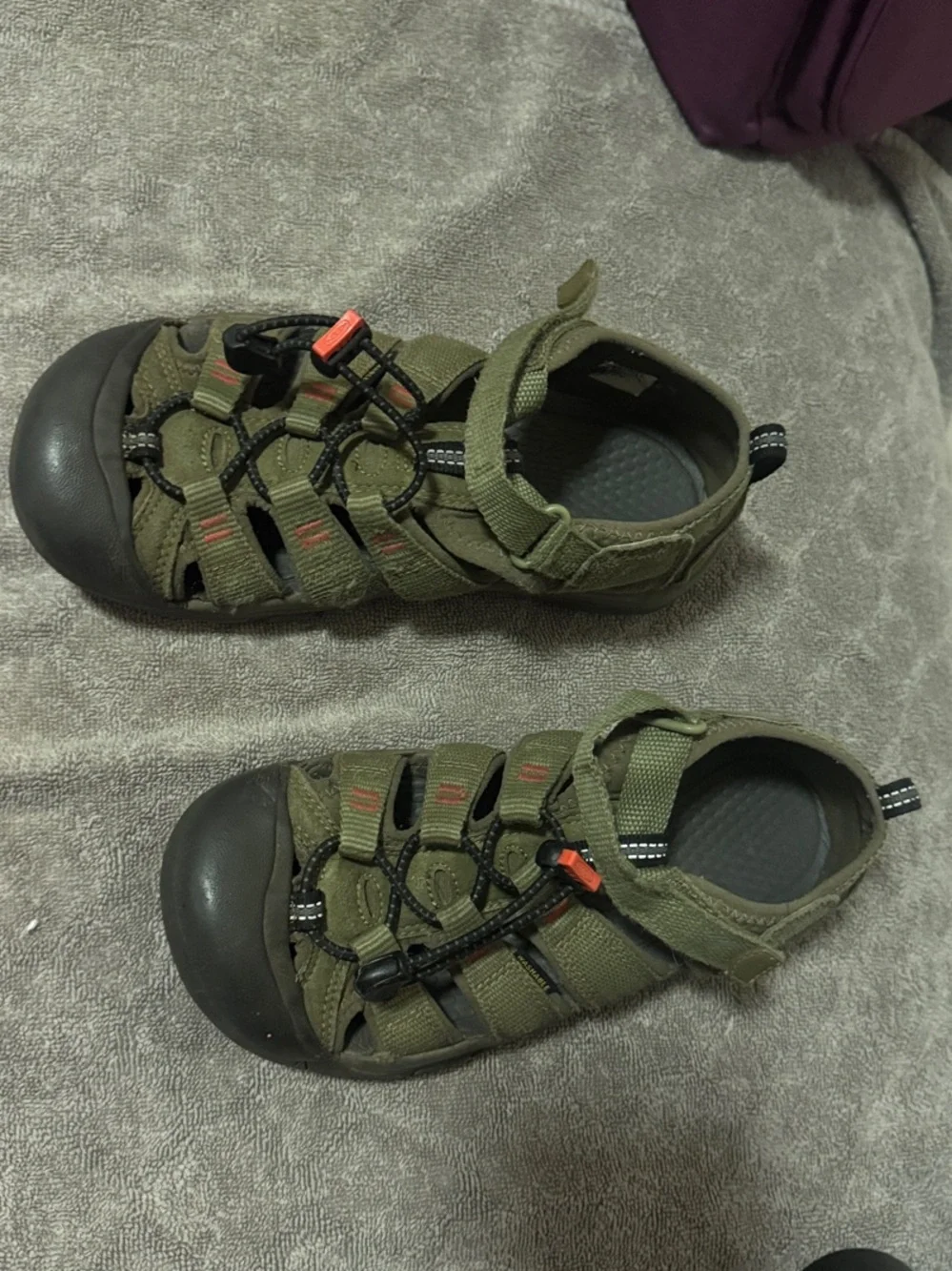 Kids Olive Green Outdoor Closed-Toe Sandals